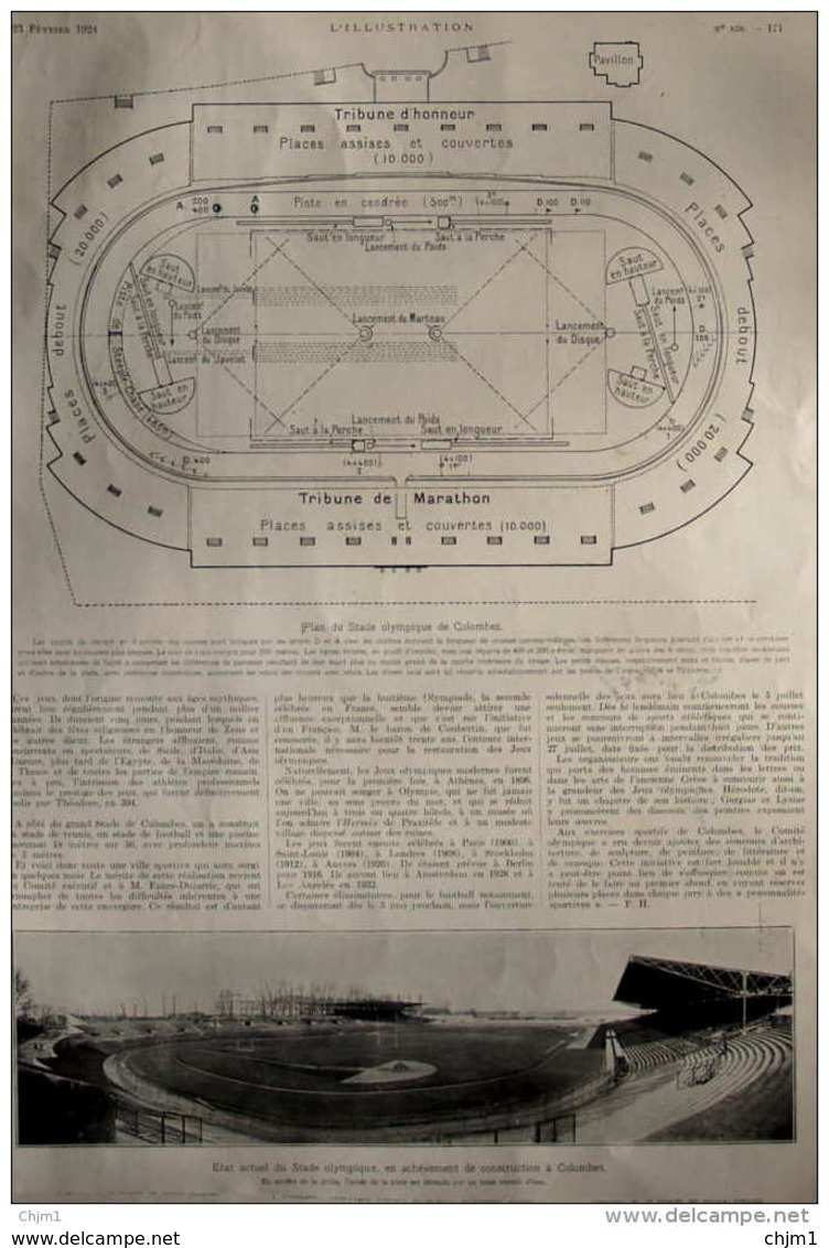 8e Olympiade - Plan Du Stade Olympique De Colombes - Page Original 1924 - 3 - Historische Documenten