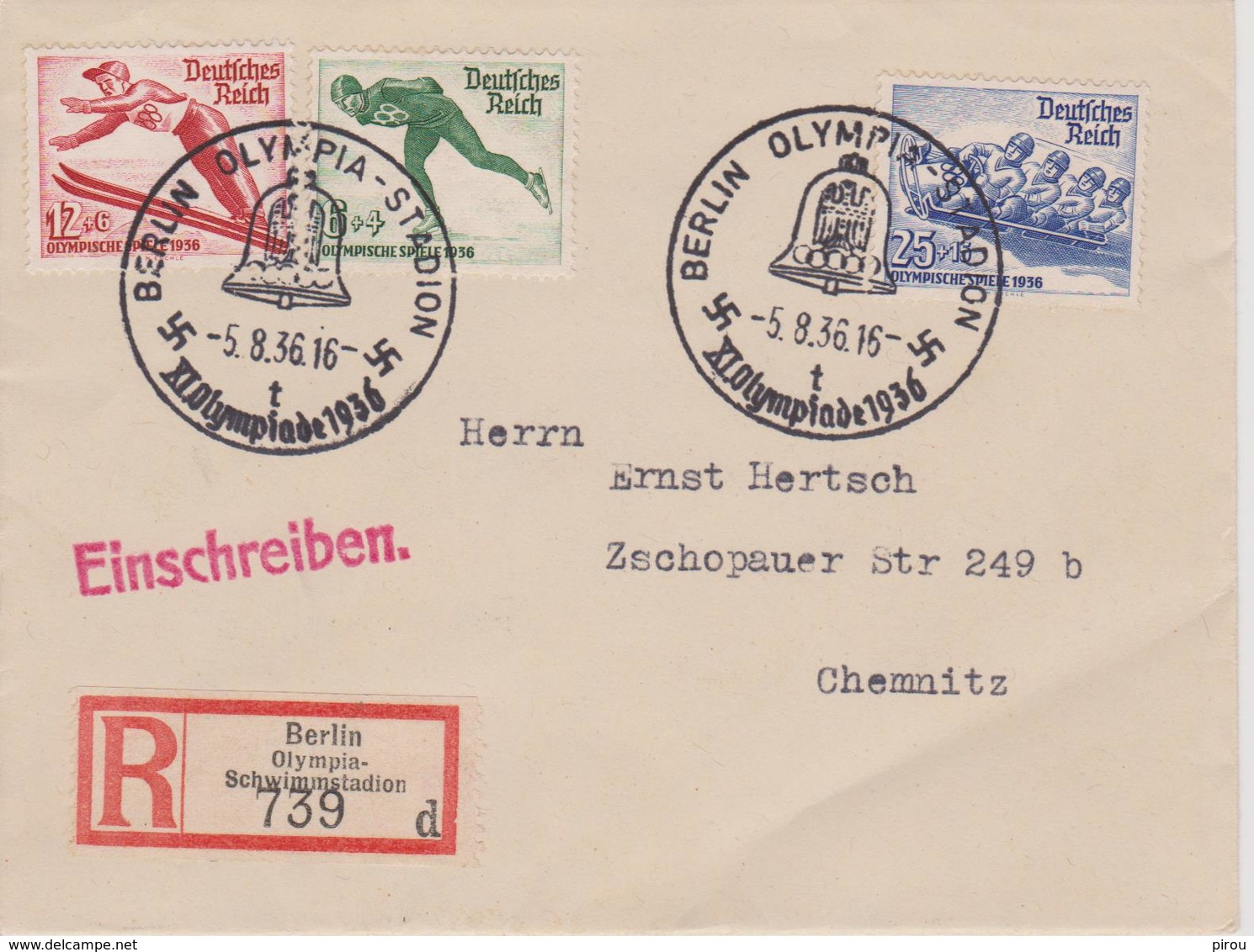 ALLEMAGNE  Enveloppe Des JEUX OLYMPIQUES  DE BERLIN 1936 ( Avec Morceau De Journal à L'intérieur De L'enveloppe ) - Zomer 1936: Berlijn