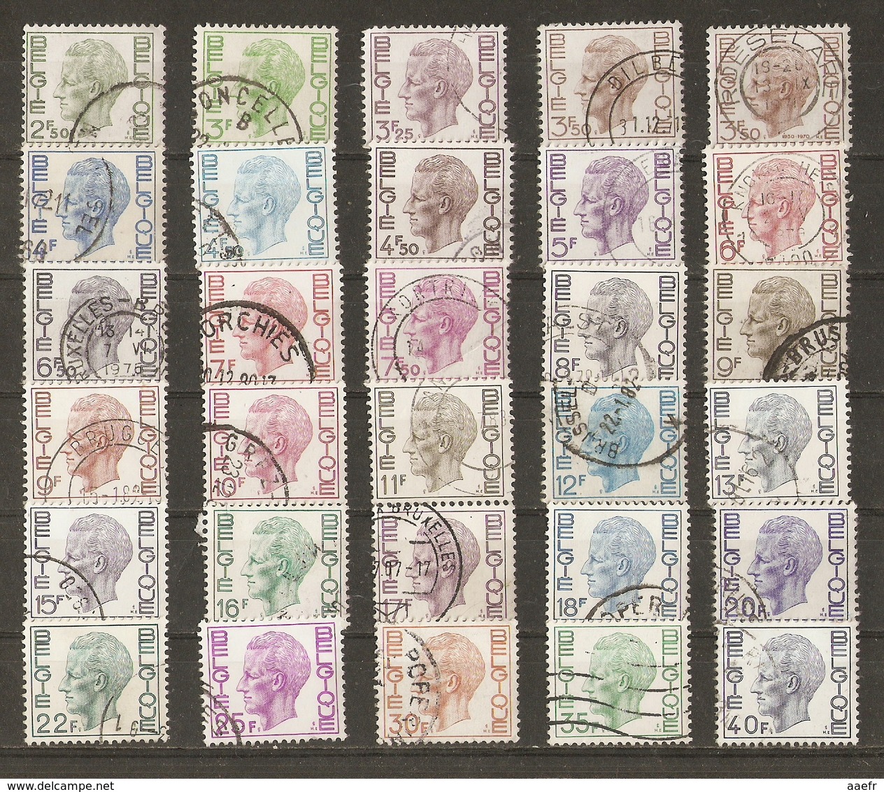 Belgique - Baudouin Ier - Type Elström - Petit Lot De 30 Timbres° - Cachets Ronds Sauf 1 - 1970-1980 Elström