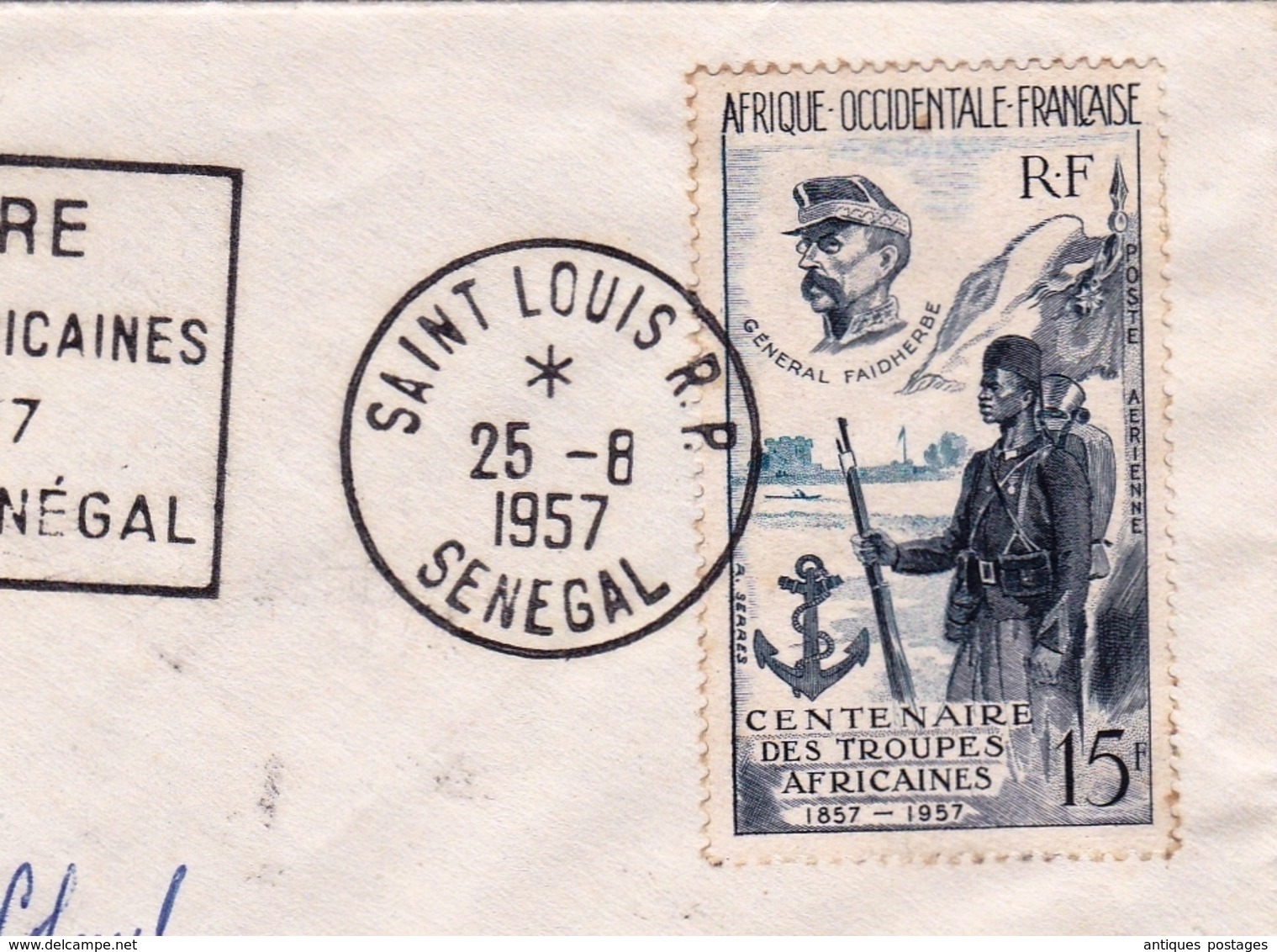Lettre Saint Louis Du Sénégal Centenaire Des Troupes Africaines Général Faidherbe - Brieven En Documenten