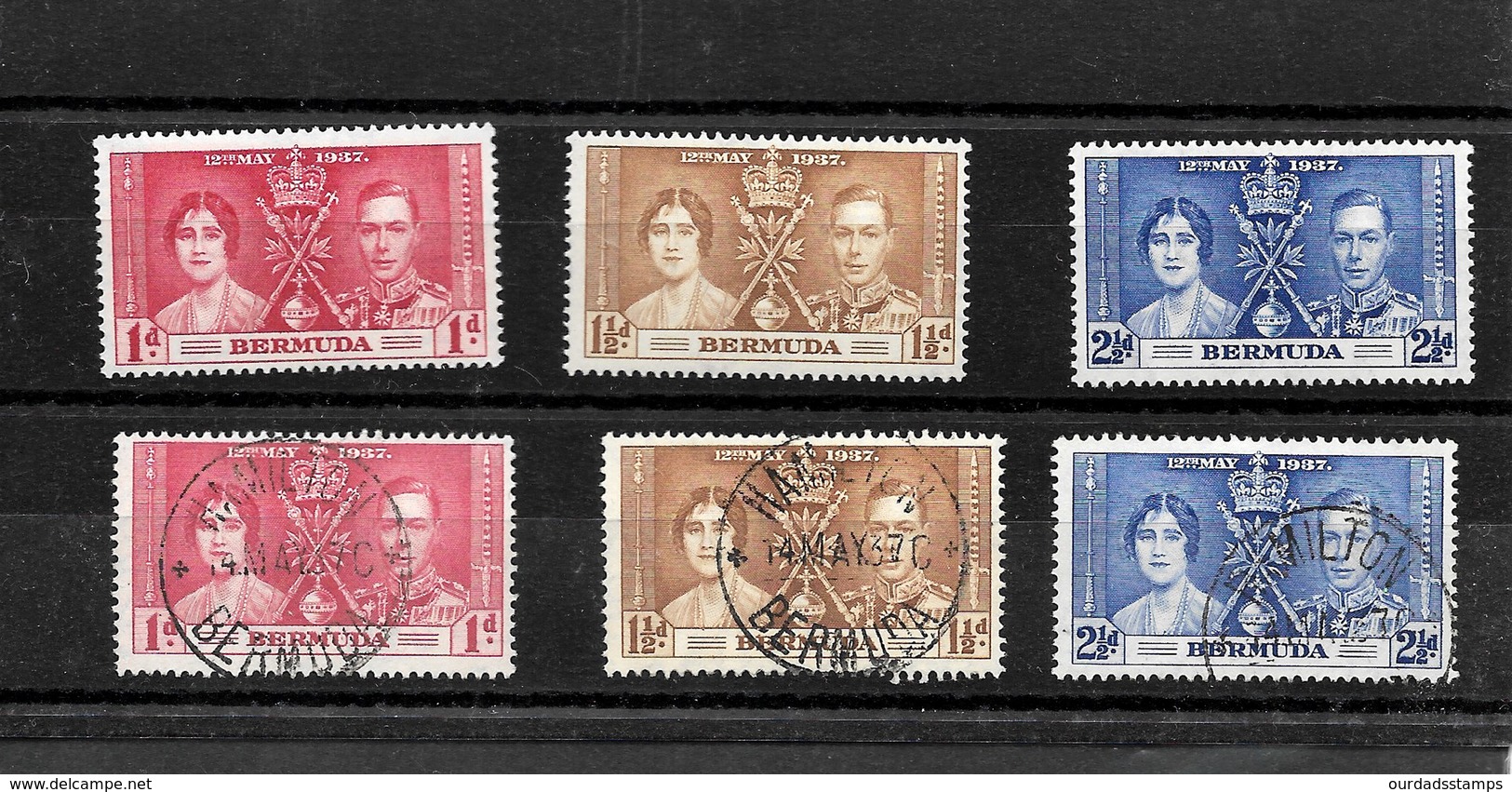 Bermuda KGVI 1937 Coronation, Complete Set MNH & Used (7017) - Bermuda