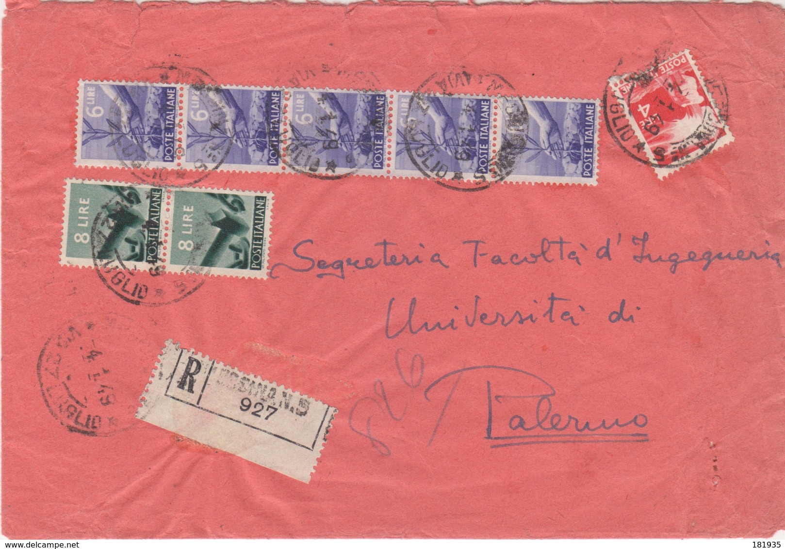 Cover Lettera Raccomandata Democratica -Viaggiata Italy Italia - 1946-60: Storia Postale