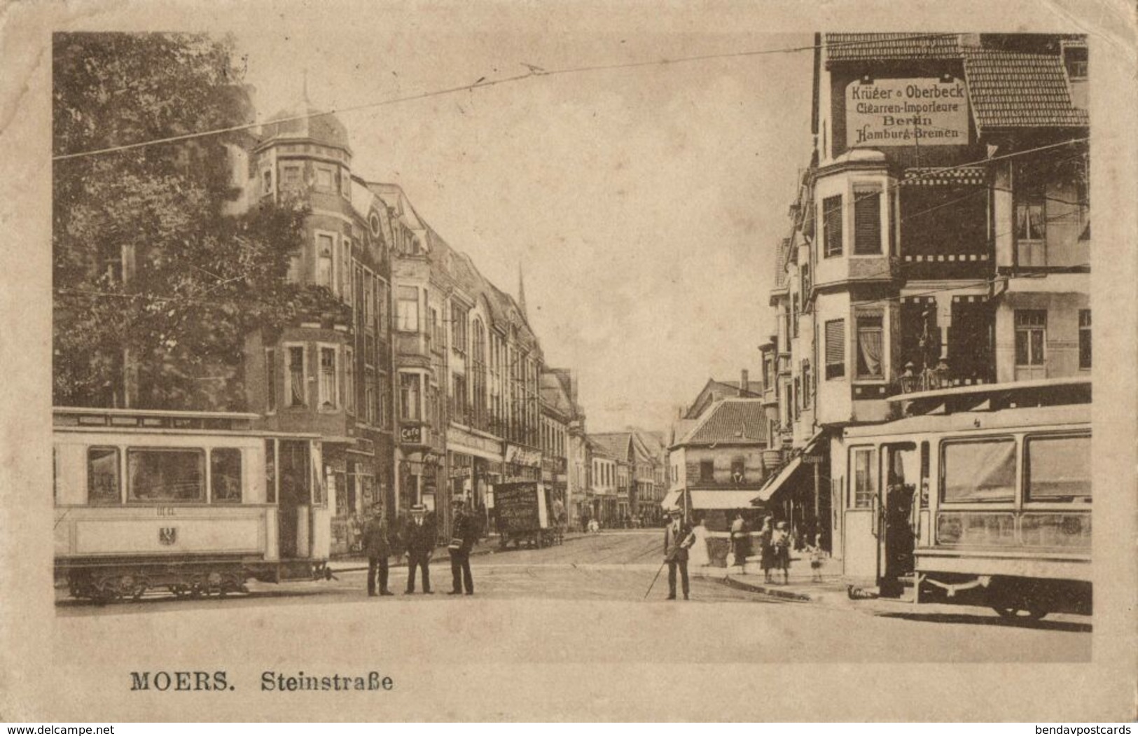 MOERS Am Rhein, Steinstrasse, Strassenbahn (1921) AK - Moers