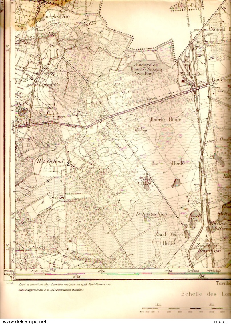 OUDE STAFKAART 8/4 Situatie 1871 WEELDE RAVELS BAARLE-HERTOG BAARLE-NASSAU WEELDE-STATION Heemkunde Geschiedenis S358 - Ravels