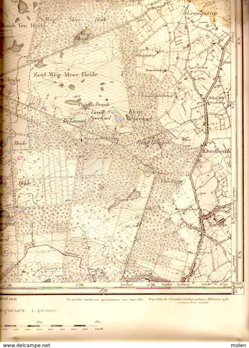 OUDE STAFKAART 8/4 Situatie 1871 WEELDE RAVELS BAARLE-HERTOG BAARLE-NASSAU WEELDE-STATION Heemkunde Geschiedenis S358 - Ravels