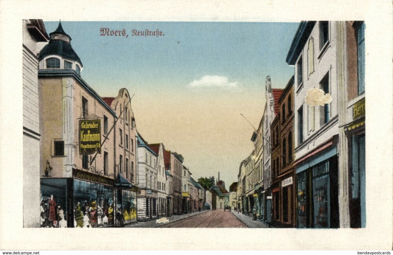 MOERS Am Rhein, Neustrasse, Gebrüder Kaufmann (1920s) AK (2) - Moers