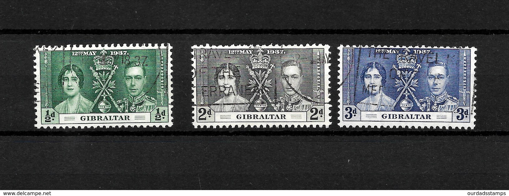 Gibraltar KGVI 1937 Coronation, Complete Set Used (7052) - Gibraltar