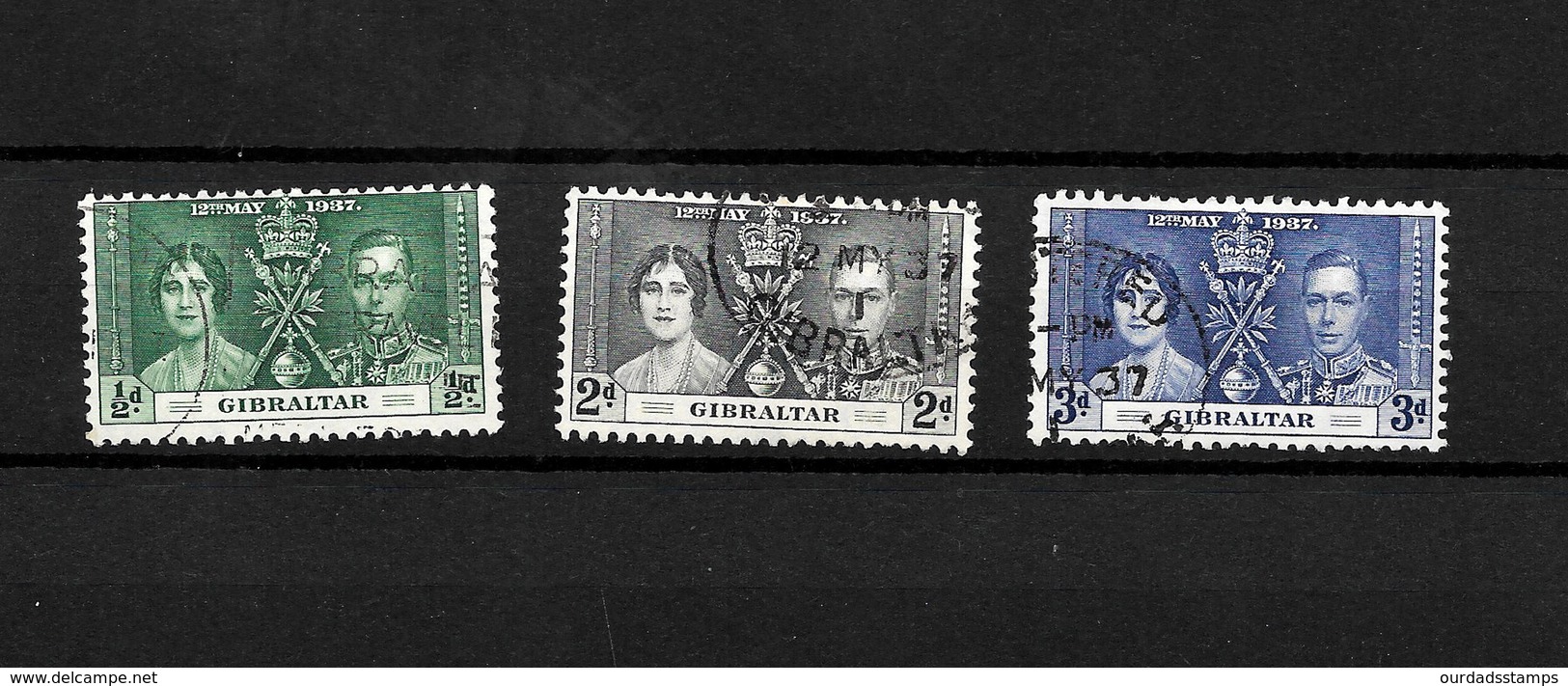 Gibraltar KGVI 1937 Coronation, Complete Set Used (7055) - Gibraltar