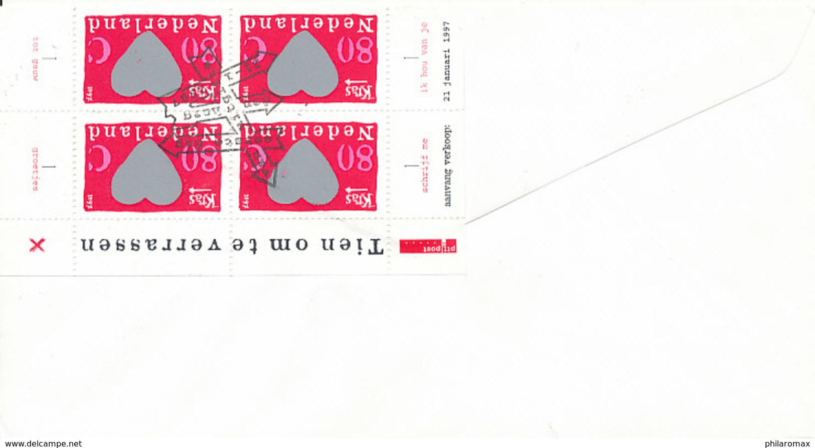 DC-1051 - FDC NEDERLAND 1997 - E 361 KRASZEGELS COMPLEET VEL - VELRAND L 1A1A1A1A - GESLOTEN KLEP RR - FDC