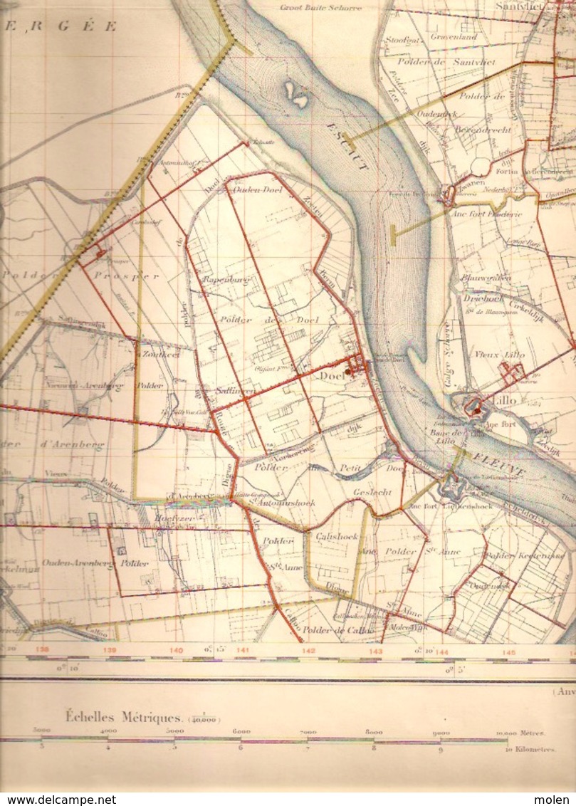 KAPELLEN Situatie 1863-1909 MILITAIRE STAFKAART 7 SCHELDE KALMTHOUT BRASSCHAAT OORDEREN BERENDRECHT DOEL KIELDRECHT S363