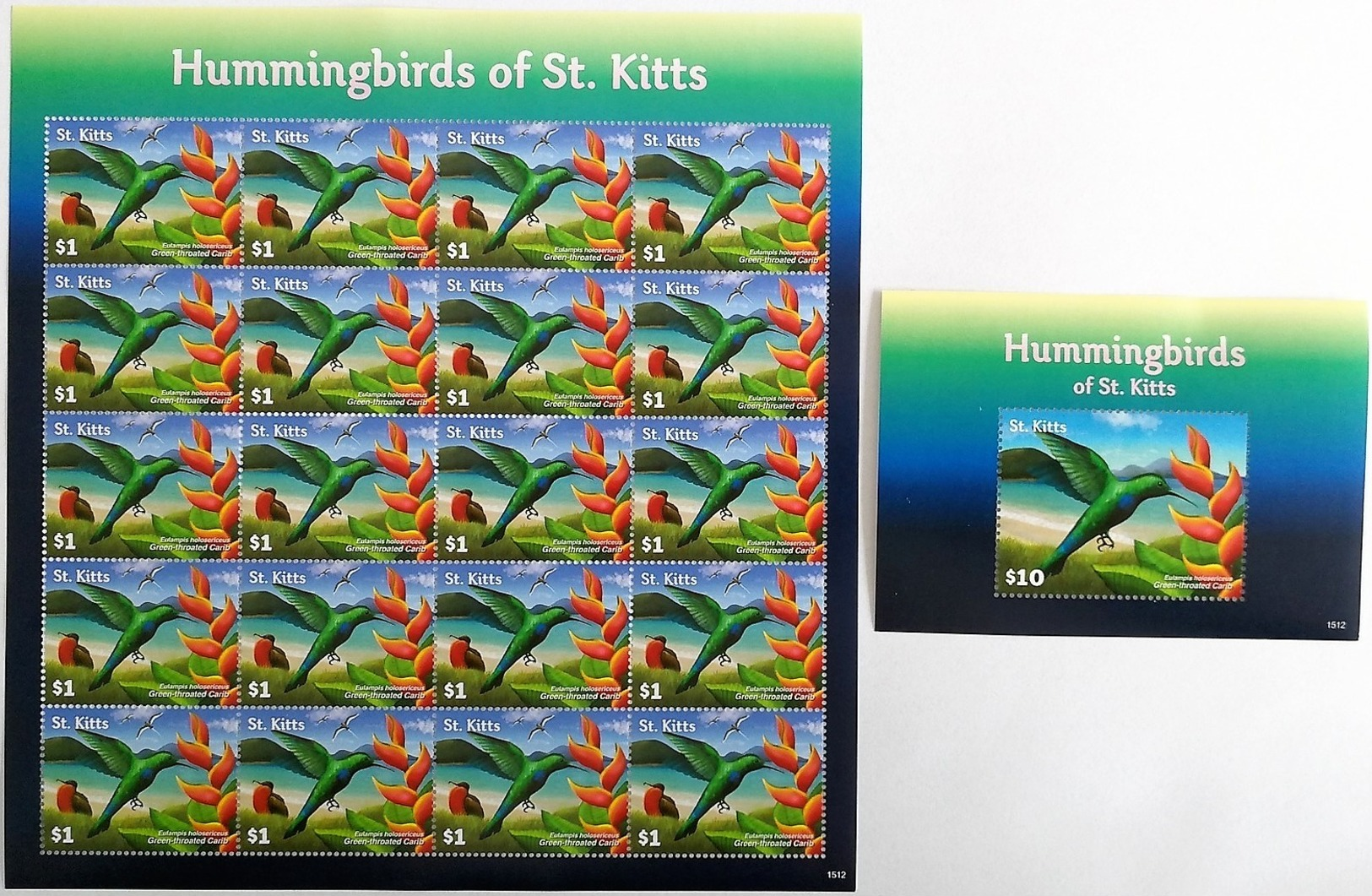 St.Kitts 2015** Mi.1497 + Bl.155. Hummingbirds Of St.Kitts MNH [16;82] - Hummingbirds