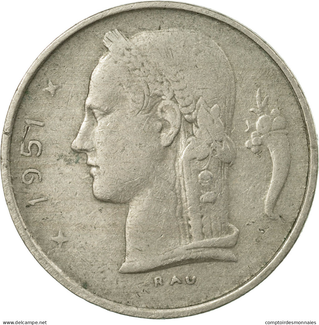 Monnaie, Belgique, Franc, 1951, TTB, Copper-nickel, KM:142.1 - 1 Franc