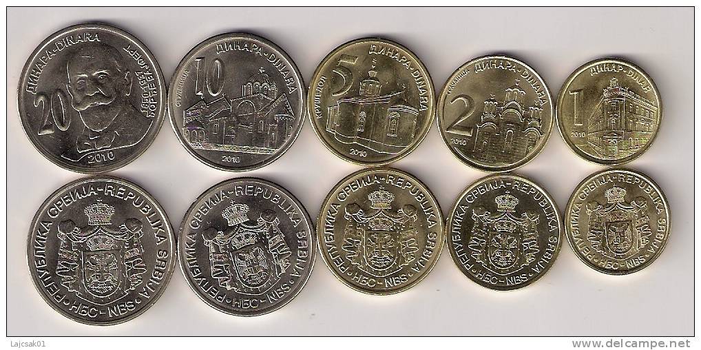 Serbia 2010. Complete Coin Set  1-2-5-10-20 Dinara 2010. From Bank Rolls - Serbia