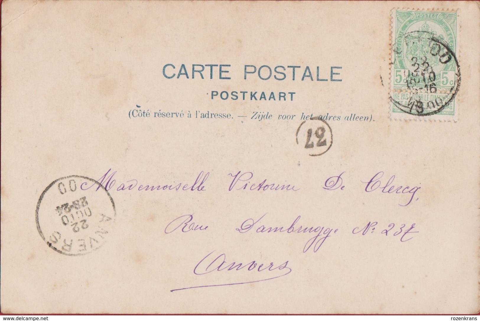 Dendermonde Termonde Het Oud Vleeshuis Vleeschhuis Vieille Halle Aux Viandes 1900 Stempel Cachet Eecloo (kreukje) - Dendermonde