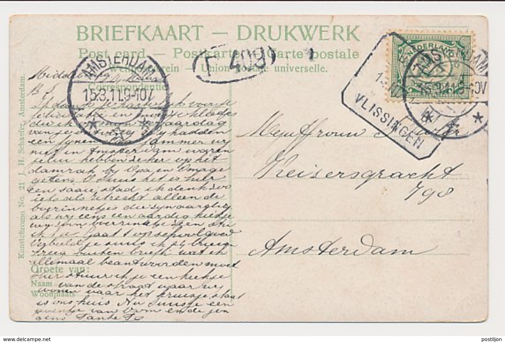 Treinblokstempel : Breda - Vlissingen II 1911 - Unclassified