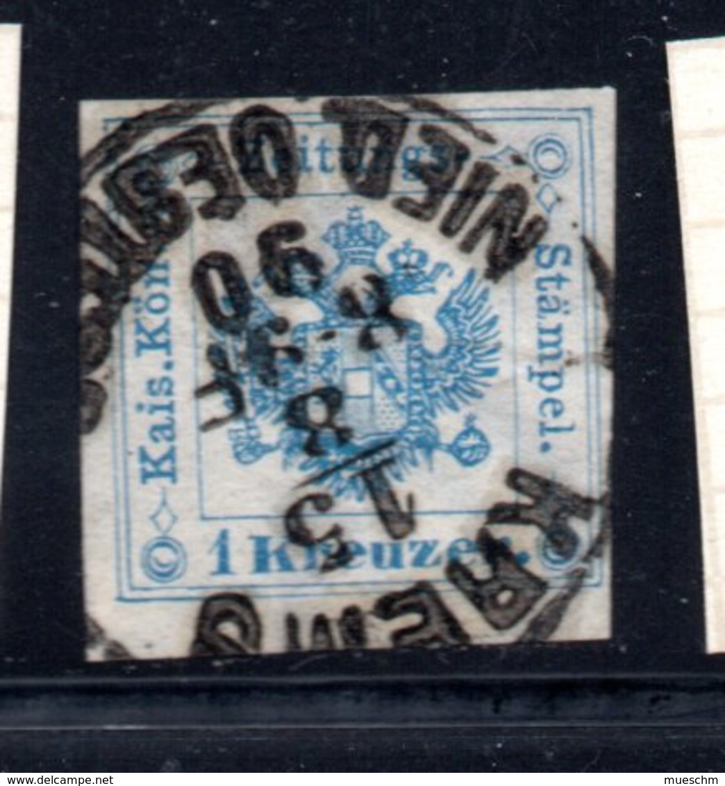 Österreich, 1858/1878, Zeitungs Stempelmarken, 1Kreuzer, MiNr.5, Ortsstempel "Krems" (17066E) - Zeitungsmarken