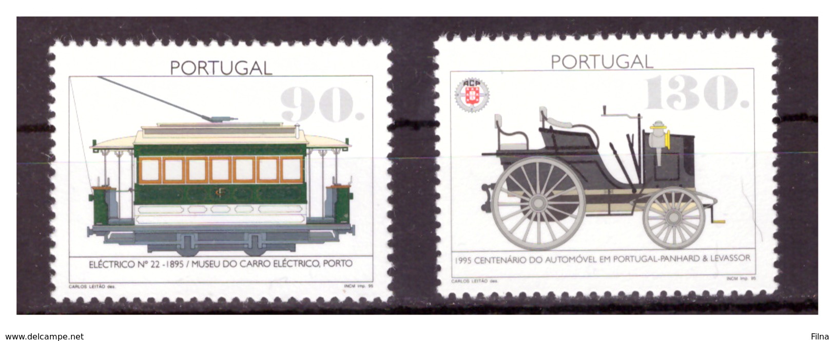 PORTOGALLO - 1995 - CENTENARIO DEI TRAM ELETTRICI E DELL'AUTOMOBILE IN PORTOGALLO. SERIE COMPLETA. - MNH** - Nuovi