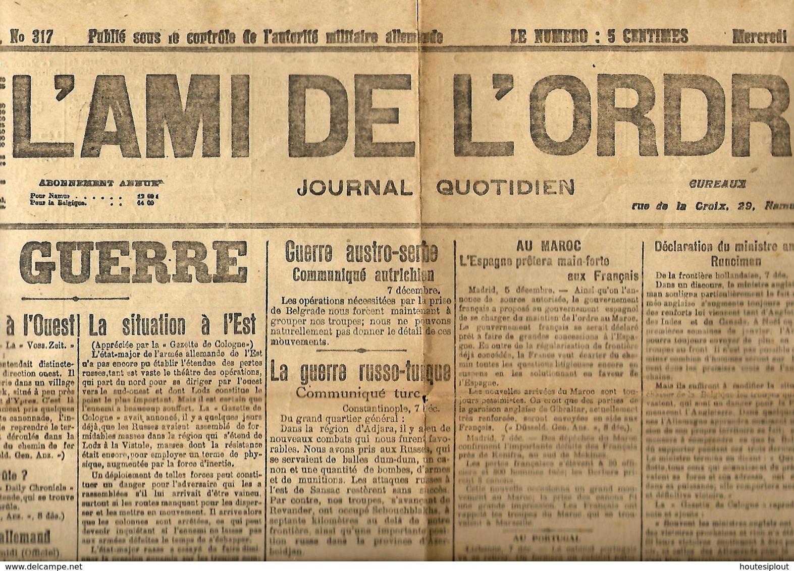 L'Ami De L'Ordre   9 & 10/12/1914   Publié Sous Contrôle De L'autorité Militaire Allemande - Autres & Non Classés