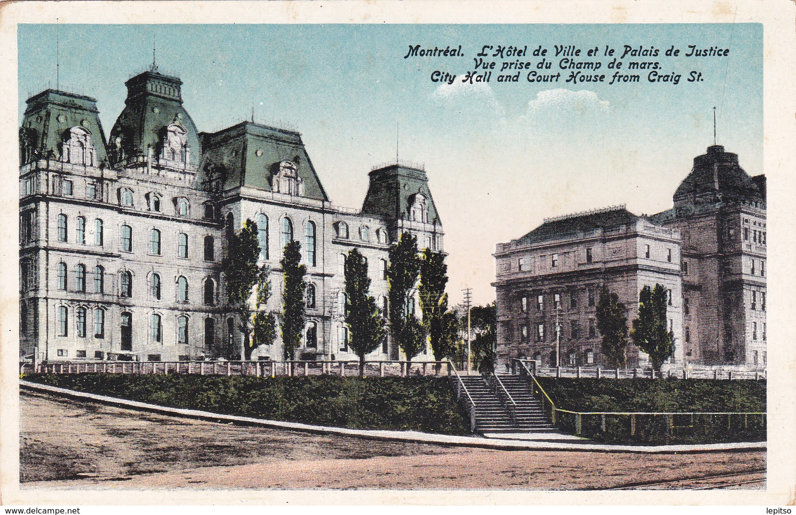 MONTREAL +/- 1910  "City Hall And Court House From Craig St -L'Hotel De Ville Et Le Palais De Justice.   "    Voir Scans - Montreal