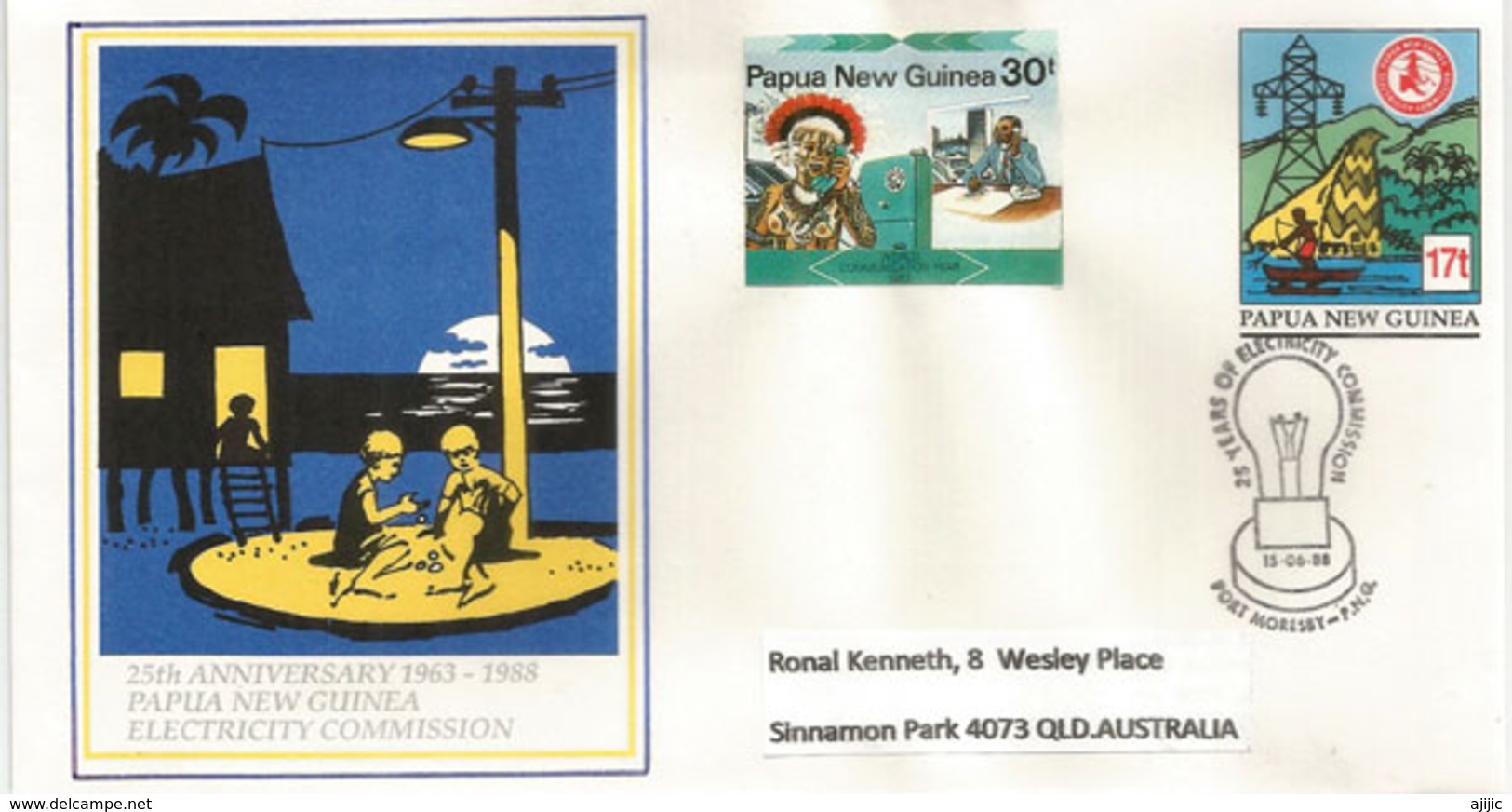 Papua New Guinea Electricity Commission (Postal Stationery - Entier Postal) . , Adressé En Australie - Electricity