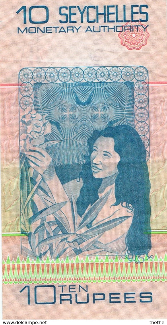 BILLET DE 10 RUPEES - Oiseau - Jeune Fille Cueillant Des Fleurs - Seychelles