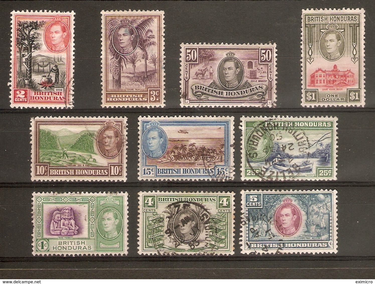 BRITISH HONDURAS 1938 - 1947 SET TO $1 SG 150/159 FINE USED - Honduras Británica (...-1970)