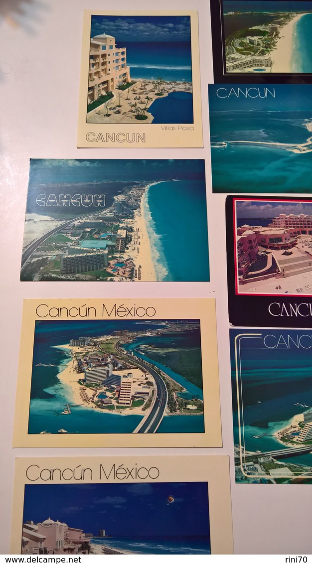 Set Lotto 8 Cartoline Postcard Mexico Isola Cancun Sheraton Calinda Villas Plaza - Messico