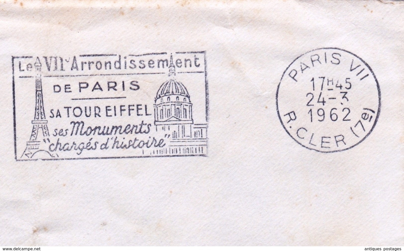 Lettre Radio Télévision Française Paris 1962 Correspondant Flamme Tour Eiffel Directeur Général Bagnères De Bigorre - 1921-1960: Modern Period