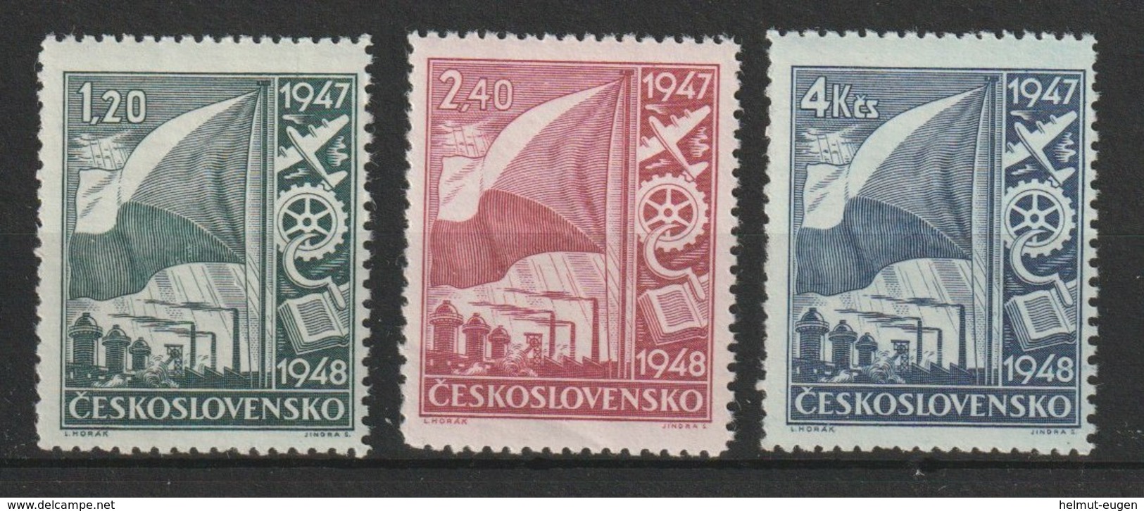 MiNr. 512 - 514  Tschechoslowakei / 1947, 1. Jan. Freimarken: Wiederaufbau Der Industrie. - Ungebraucht