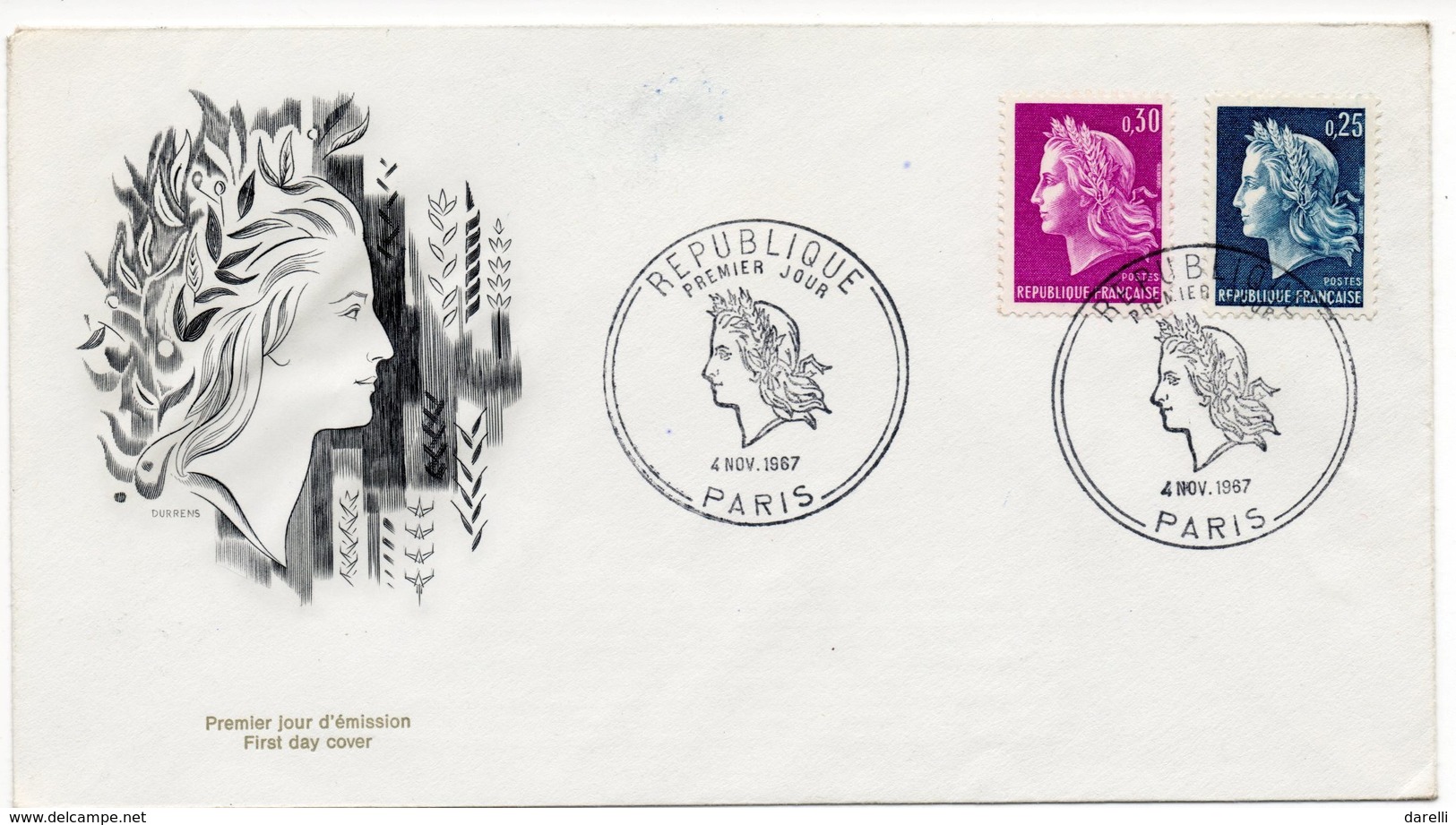 FDC France 1967 -  Marianne De Cheffer  -  République  YT 1535 & 1536 (Réf A1080) - 1960-1969