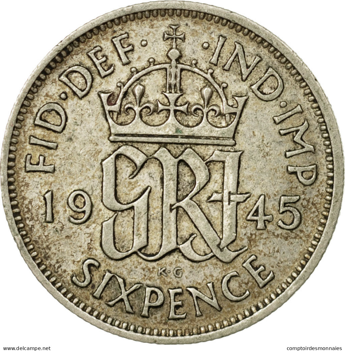 Monnaie, Grande-Bretagne, George VI, 6 Pence, 1945, TTB, Argent, KM:852 - H. 6 Pence