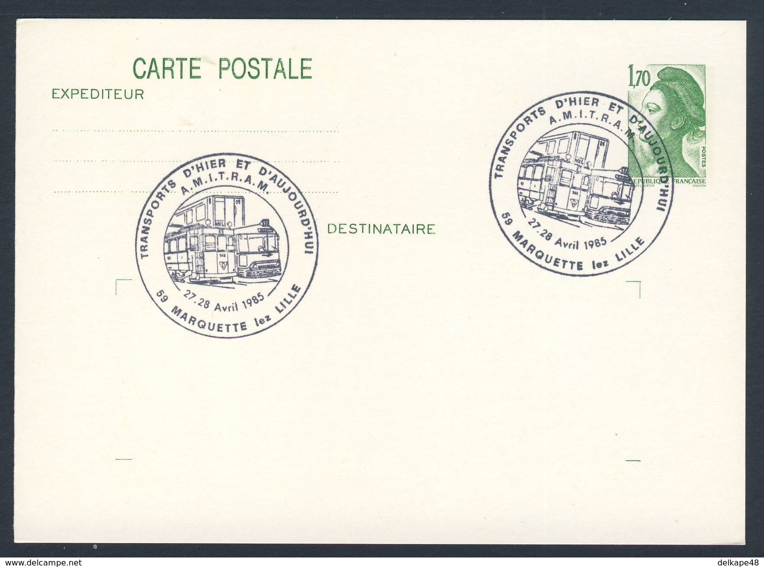 France Rep. Française 1985 Card / Karte / Carte - A.M.I.T.R.A.M., Transports D'hier Et D'aujourd'hui Marquette Lez Lille - Treinen