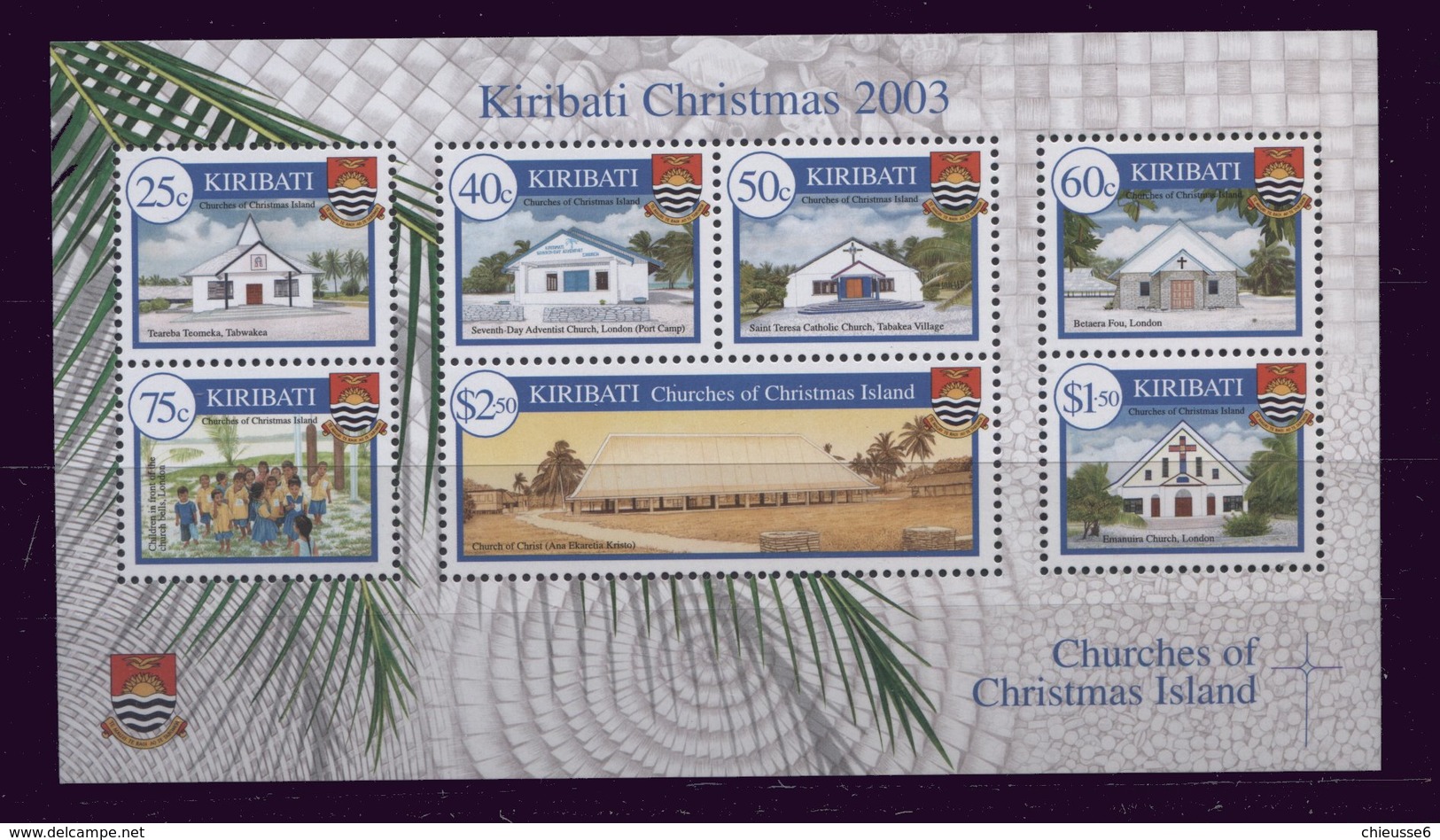 (lot 45 - B10)  Kiribati **  Bloc 43 -  Noël - Eglises - Kiribati (1979-...)