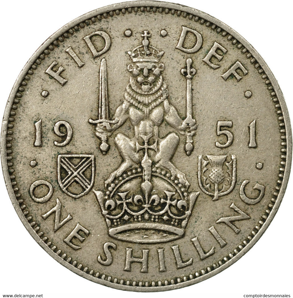 Monnaie, Grande-Bretagne, George VI, Shilling, 1951, TB+, Copper-nickel, KM:877 - I. 1 Shilling