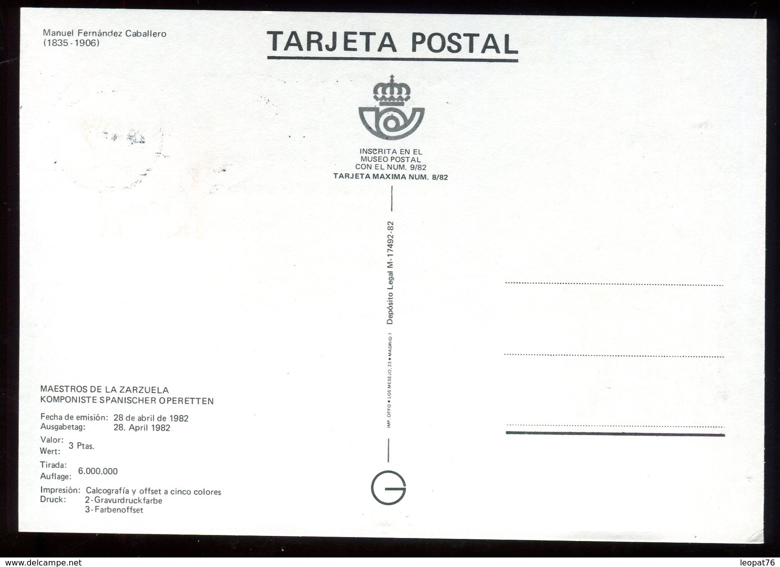 Espagne - Carte Maximum 1982 - Caballero - N32 - Tarjetas Máxima