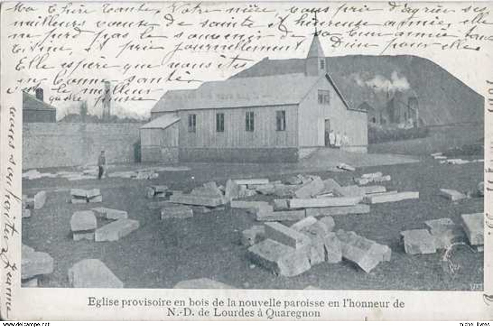 Quaregnon - Eglise Provisoire En Bois - N D De Lourdes - Circulé - Dos Non Séparé - TBE - Quaregnon