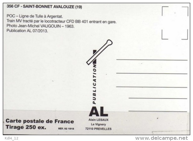 AL 356 - Train MV - Locotracteur CFD N° BB 401 En Gare - SAINT-BONNET AVALOUZE - Corrèze 19 - POC - Andere & Zonder Classificatie