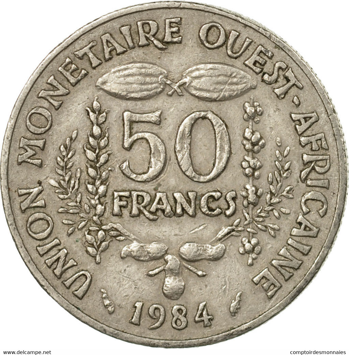 Monnaie, West African States, 50 Francs, 1984, Paris, TB+, Copper-nickel, KM:6 - Côte-d'Ivoire