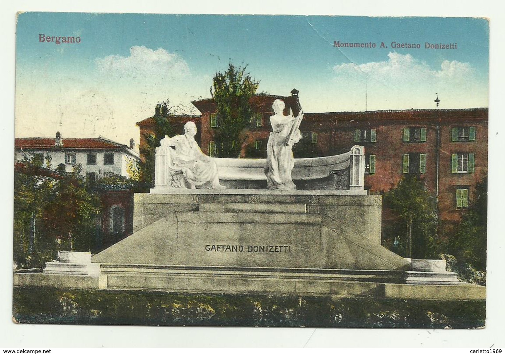 BERGAMO  -MONUMENTO  A GAETANO DONIZETTI 1917 VIAGGIATA FP - Bergamo