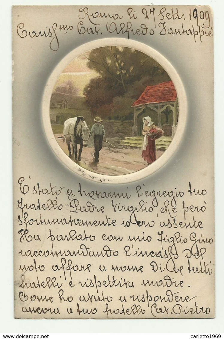 ILLUSTRAZIONE VITA CONTADINA 1909 VIAGGIATA FP - Before 1900