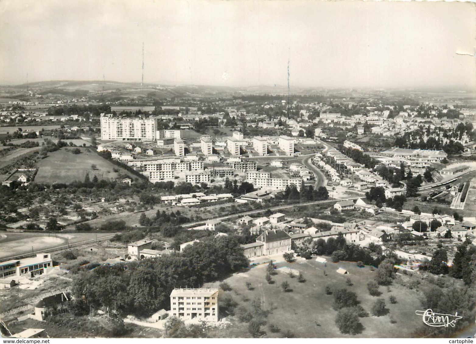 71 - MACON - Vue Aerienne Sur Les Cités HLM De Bioux En 1956 - Cpsm 10x15 - Macon