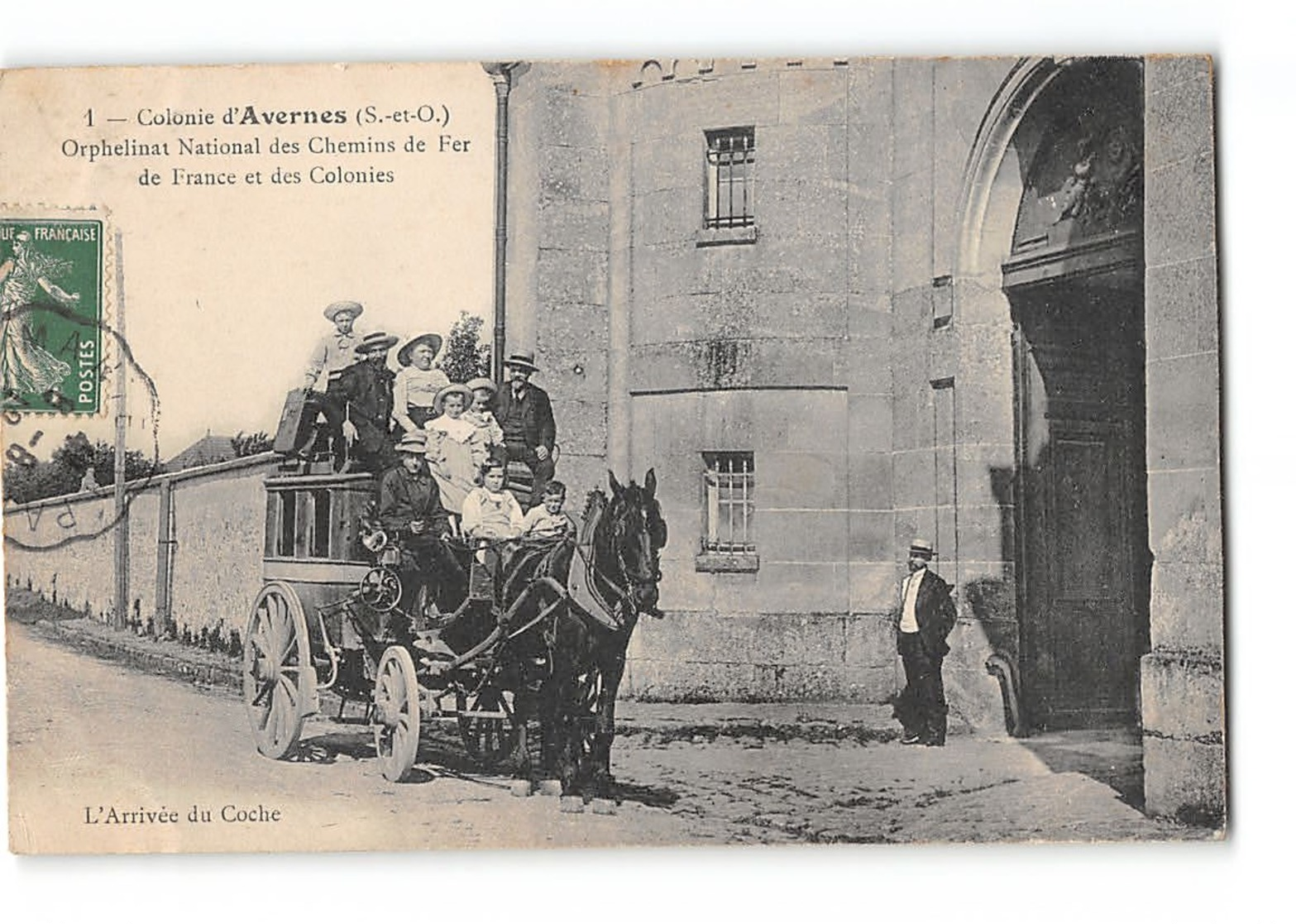 CPA 95 Colonie D' Avernes Orphelinat National Des Chemins De Fer De France Et Des Colonies - L'arrivée Du Coche - Avernes