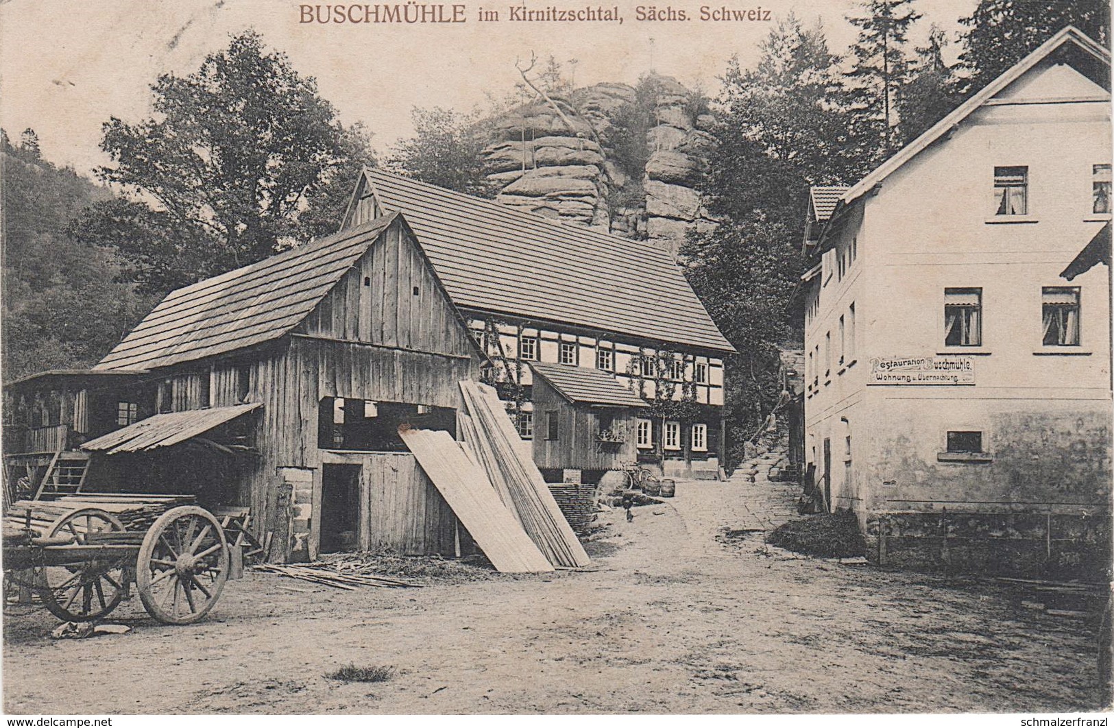 AK Buschmühle Gasthof Kirnitzschtal A Lichtenhain Ottendorf Saupsdorf Räumicht Ostrau Hinterhermsdorf Sächsische Schweiz - Kirnitzschtal
