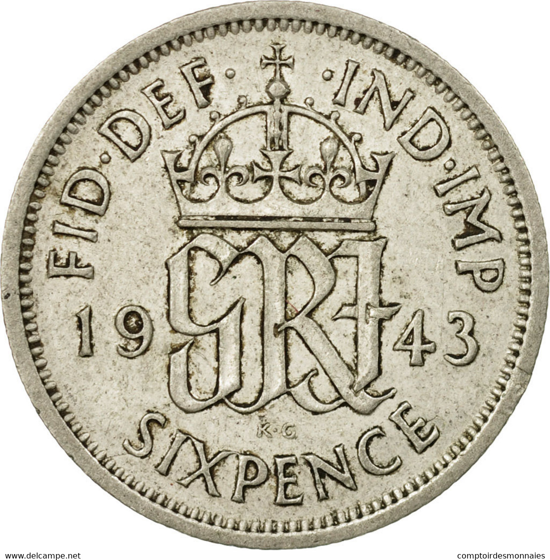 Monnaie, Grande-Bretagne, George VI, 6 Pence, 1943, TB+, Argent, KM:852 - H. 6 Pence