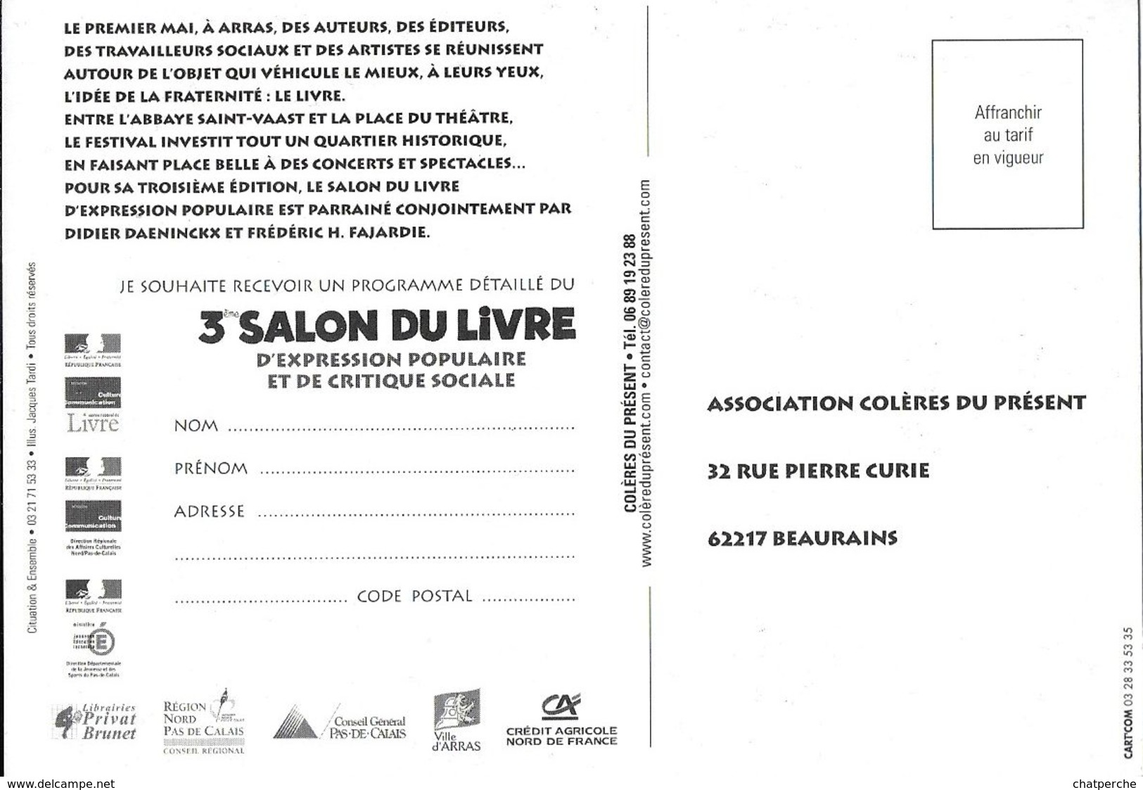 ILLUSTRATEUR TARDI ARRAS 3 EME SALON DU LIVRE 2004 SOLDATS EDIT. CART'COM - Autres & Non Classés