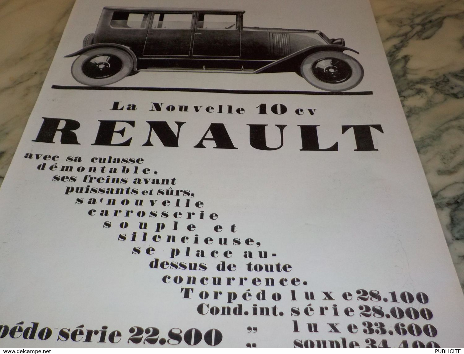 ANCIENNE PUBLICITE VOITURE LA NOUVELLE 10 CV   RENAULT 1926 - Cars