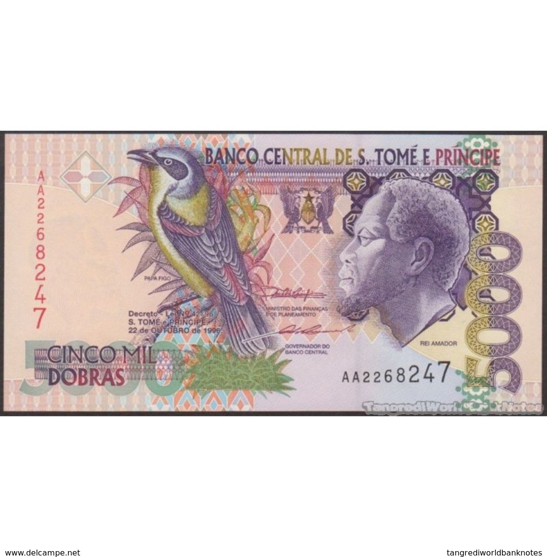 TWN - SÃO TOMÉ E PRÍNCIPE 65b - 5000 5.000 Dobras 22.10.1996 Prefix AA UNC - Sao Tomé Et Principe