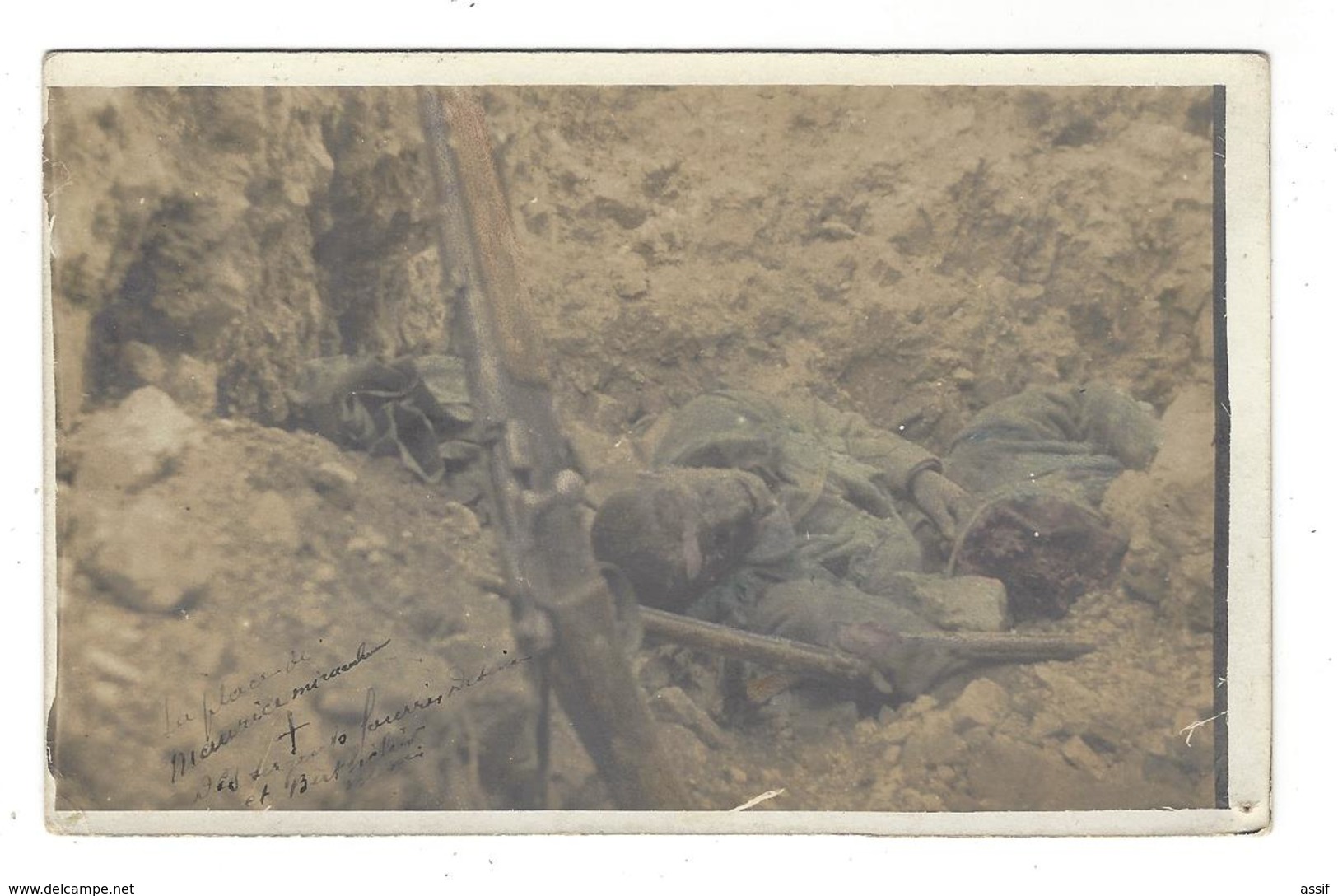 GUERRE BATAILLE DITE DU MORT HOMME 1916 SOLDATS TUES PAR UN OBUS DARRAS LE BORGNE DELATTRE TROUSSILH CARTE PHOTO - Guerre 1914-18