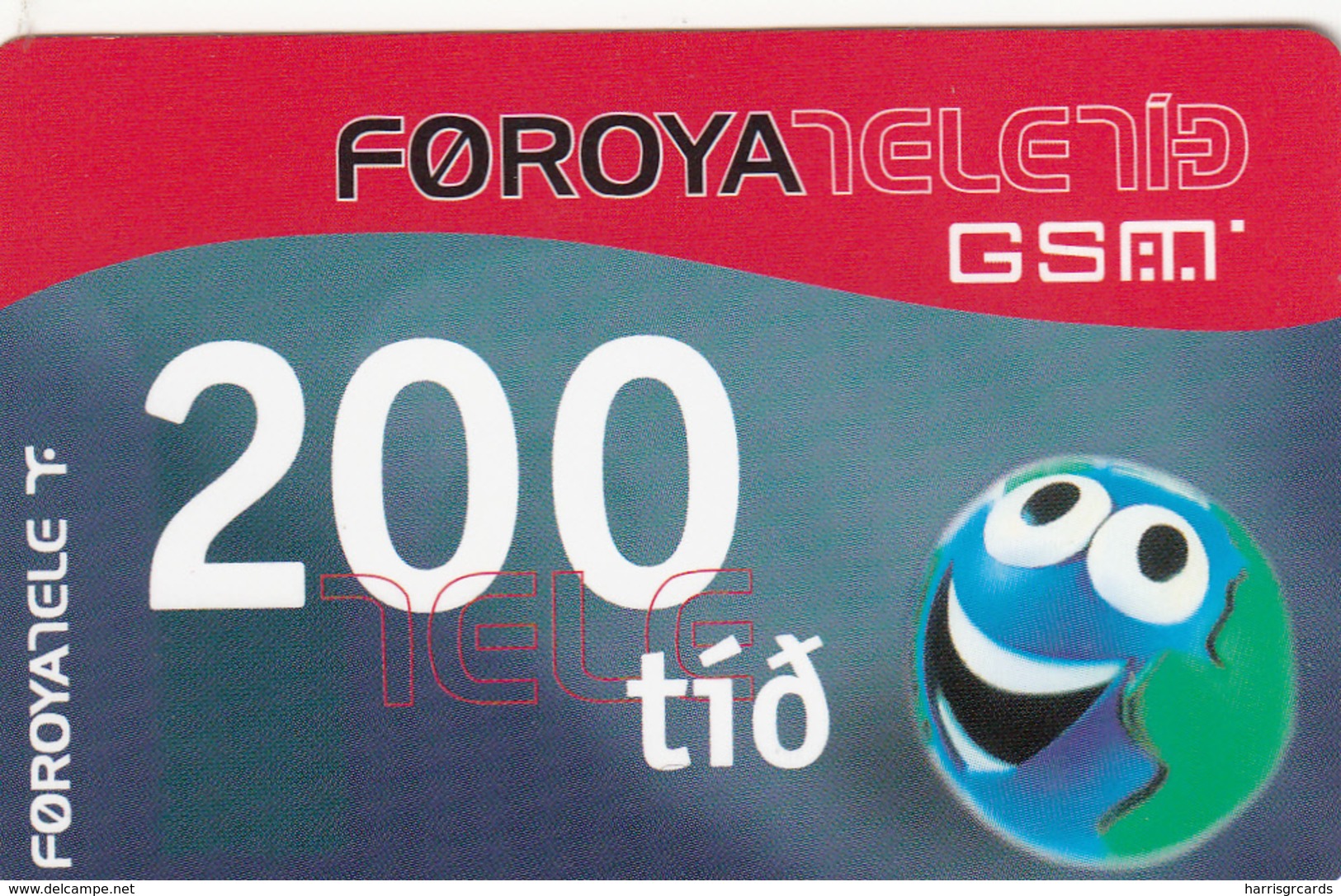 FAROE ISLANDS - Funny 'Face' 200 , 200 Kr,  Teletid, Expire Date 01/06/2005 , Used - Islas Faroe