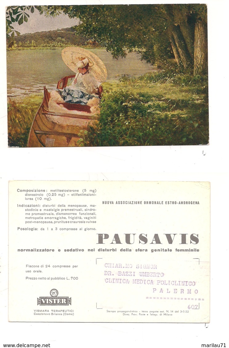 M7450 Pubblicitaria Farmaceutici PAUSANIS VISTER VISMARA 1952 CASATANUOVO BRIANZA COMO - Advertising